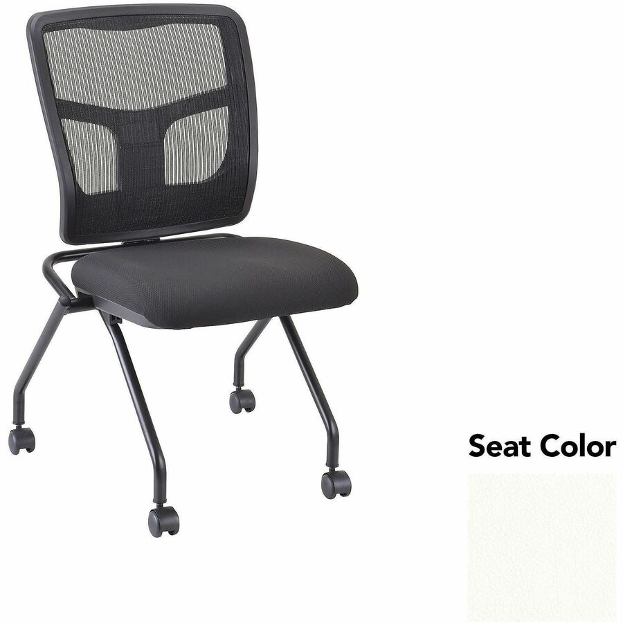 Lorell Training Room Guest Chairs - Dillon Snow Seat Color - Dillon Vinyl, Polyurethane Seat Material - Polyester, Cotton Back Material - Powder Coated Black Frame Color - Metal Frame Material - Four-legged Base - 2 / Carton