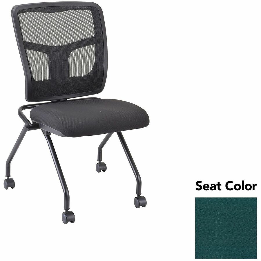 Lorell Training Room Guest Chairs - Insight Forest Seat Color - Insight Fabric, Polyester Seat Material - Black Back Color - Powder Coated Frame Color - Metal Frame Material - Four-legged Base - 2 / Carton