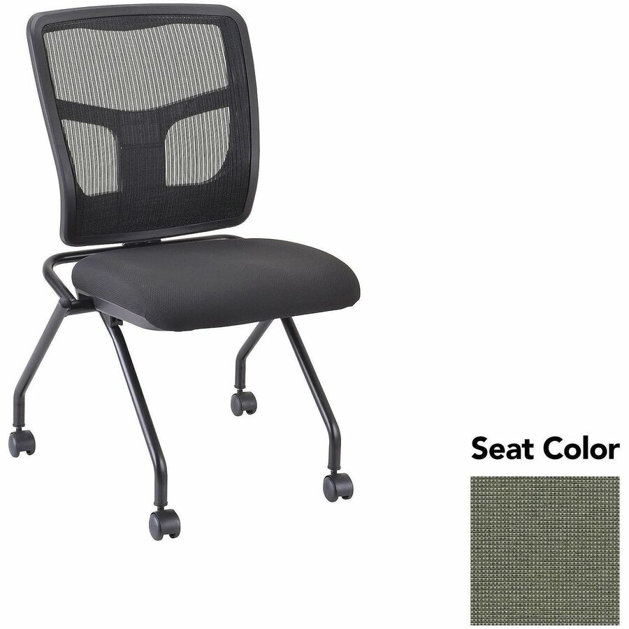 Lorell Training Room Guest Chairs - Shire Sage Seat Color - Shire Fabric, Polyester Seat Material - Black Back Color - Acrylic Back Material - Powder Coated Frame Color - Metal Frame Material - Four-legged Base - 2 / Carton