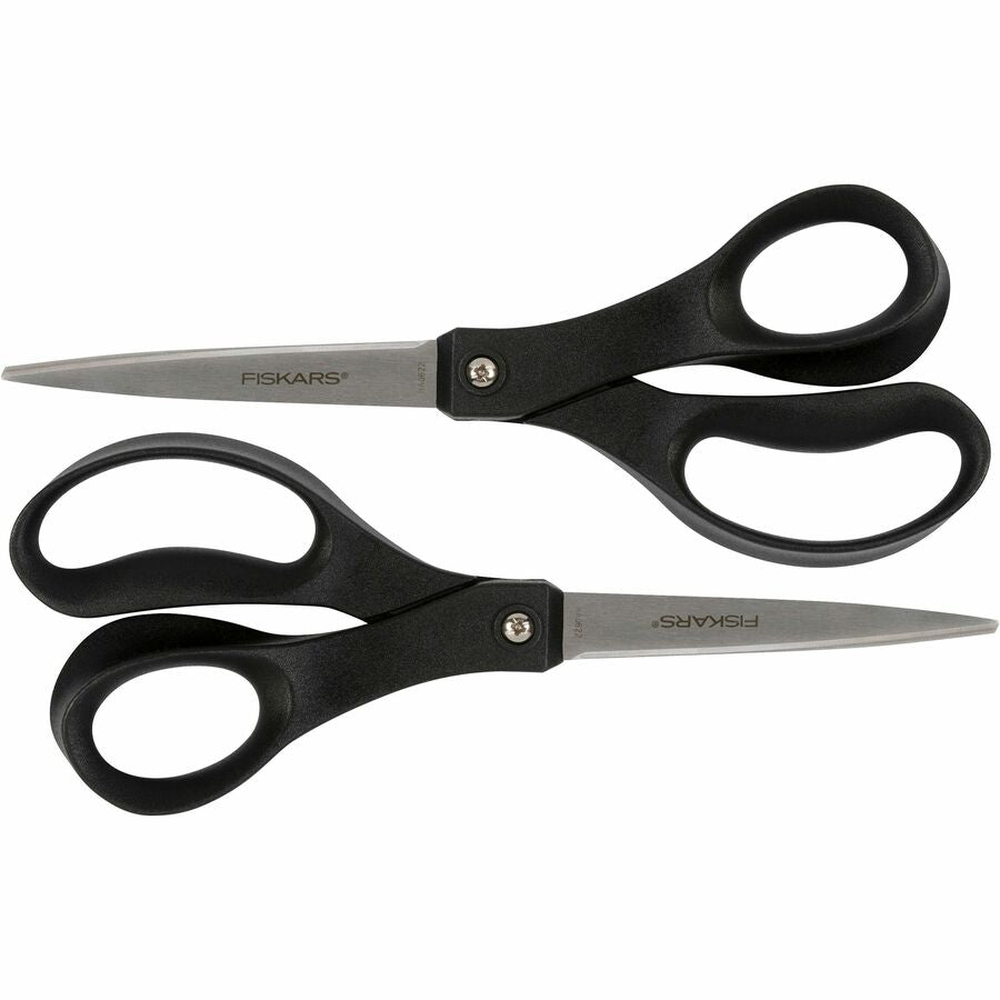 Fiskars Recycled All-purpose Scissors - Stainless Steel - Straight Tip - Black - 2 / Pack