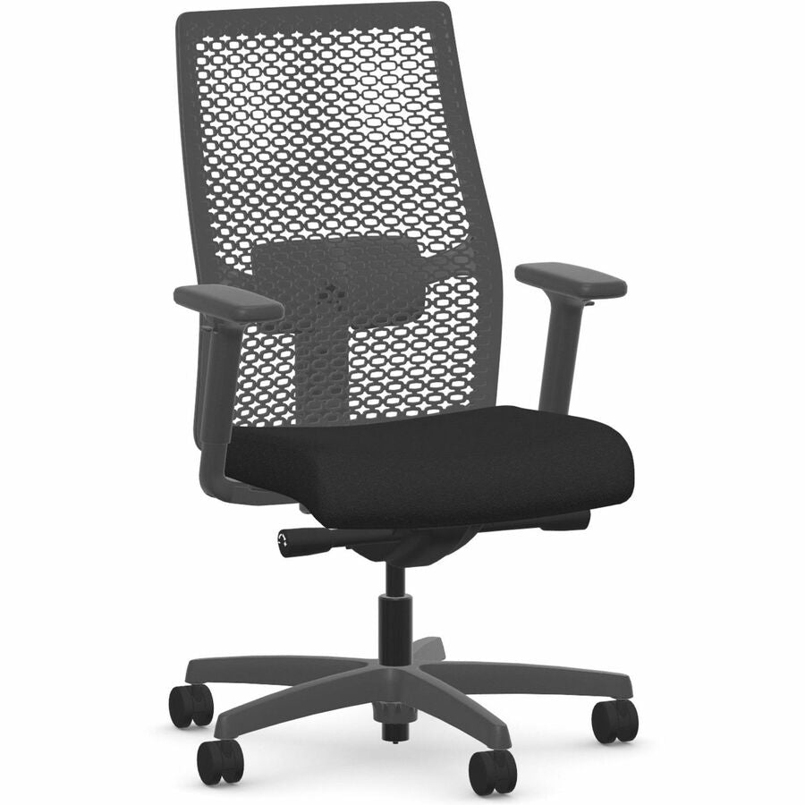 HON Ignition ReActiv Back Mid-back Task Chair - Black Frame Color - Mid Back - Black - Armrest - 1 Each