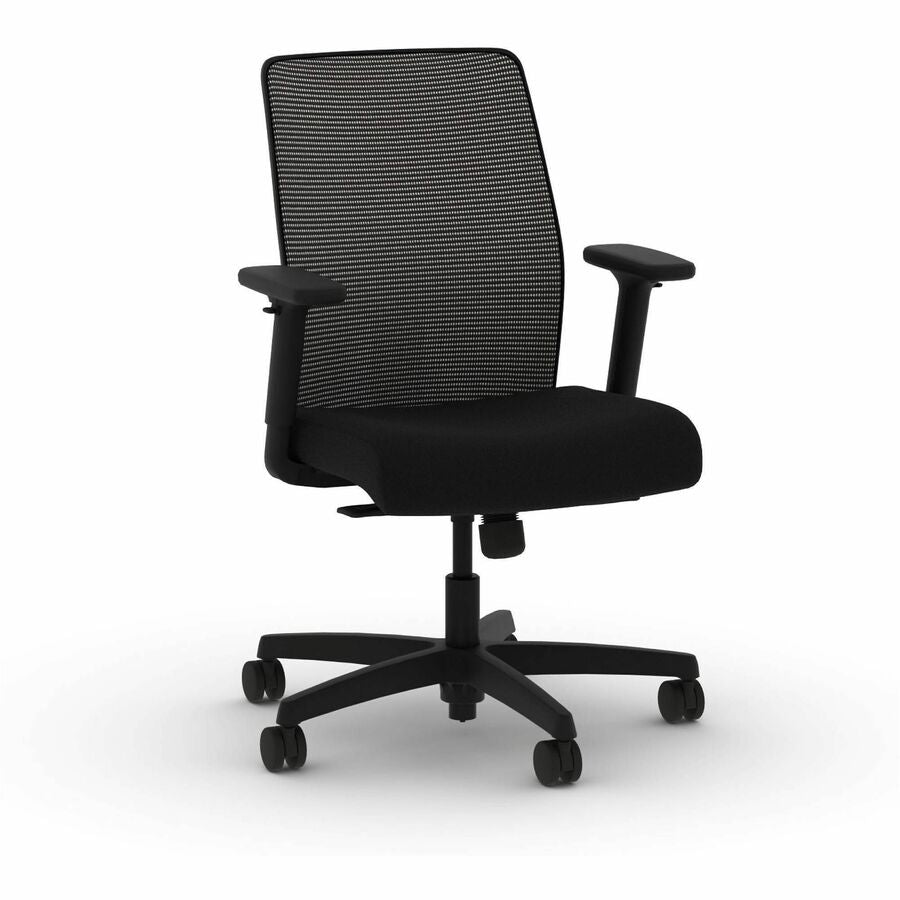 HON Ignition Seating Mid-back Task Chair - Black Seat Color - Fabric Seat Material - Mesh Back Material - Black Frame Color - 5-star Base - 1 Each