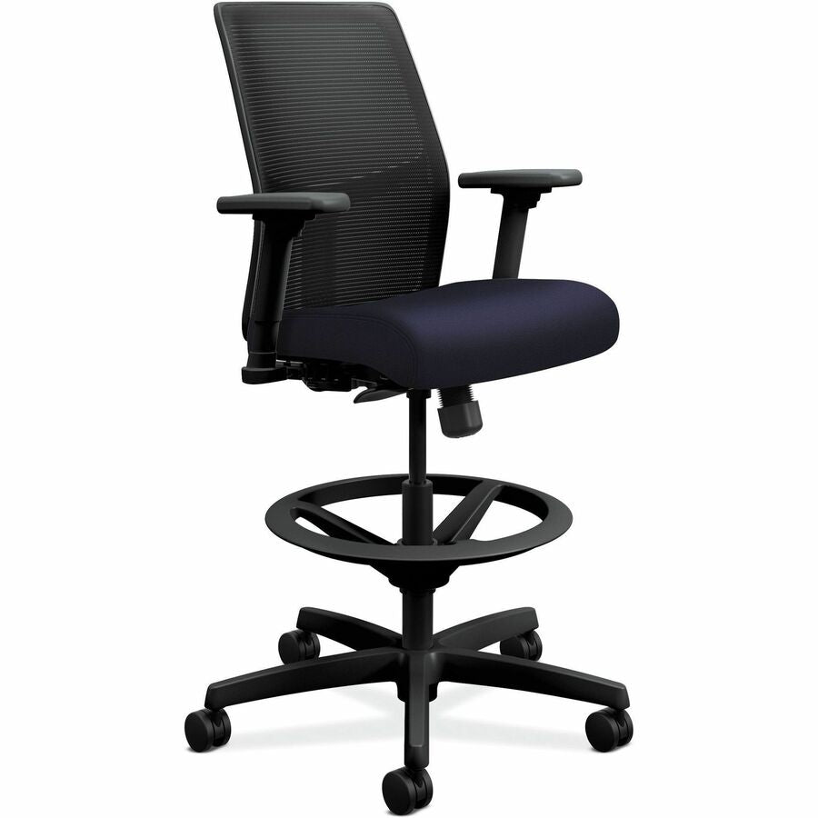 HON Ignition Seating Mesh Back Task Stool - Navy Seat Color - Black Back Color - Black Frame Color - Low Back - 5-star Base - 1 Each