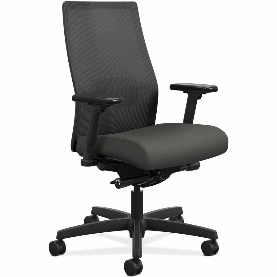 HON Ignition Black Mesh Back Chair - Fabric Seat - Iron Ore Seat Color - Fabric, Polyurethane Seat Material - Black Back Color - Mesh Back Material - Black Frame Color - Mid Back - 5-star Base - 1 Each