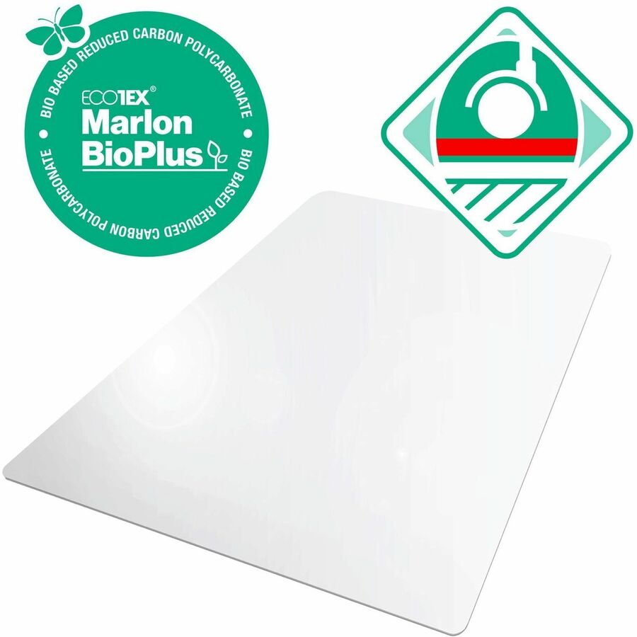 Floortex Eco Friendly Carbon Neutral Chair Mat for Hard Floors - 35" x 47" - 47" Length x 35" Width x 0.070" Depth x 0.070" Thickness - Rectangular - Polycarbonate - Clear - 1 Each - TAA Compliant