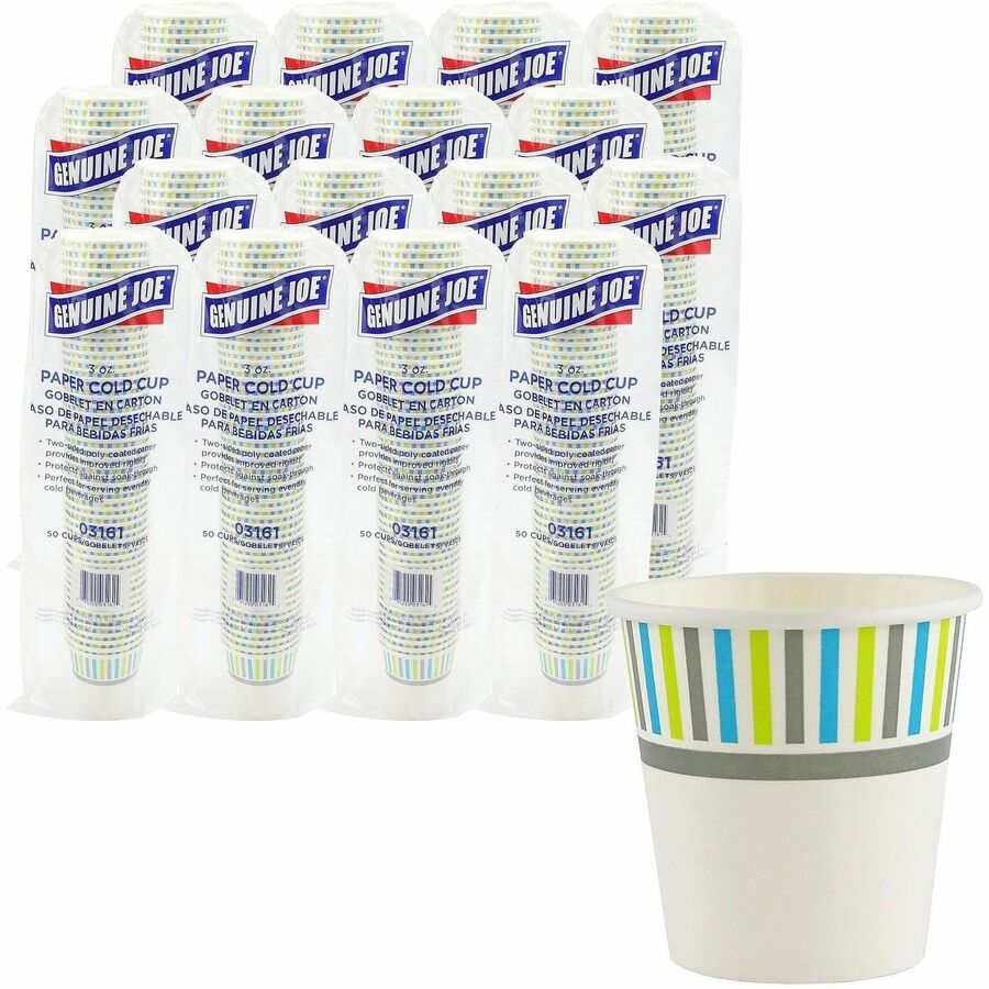 Genuine Joe 3 oz Cold Cups - 50 / Pack - 20 / Carton - White - Paper - Cold, Beverage