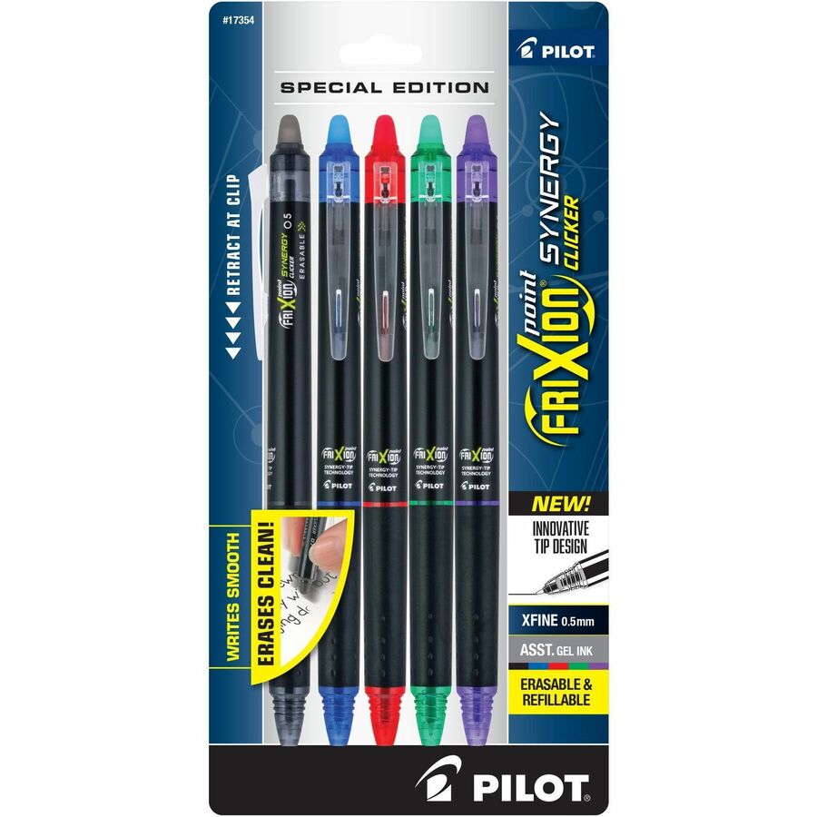 FriXion Erasable Gel Pens - Retractable - Erasable - Assorted Ink - Document, Writing - 5 / Pack