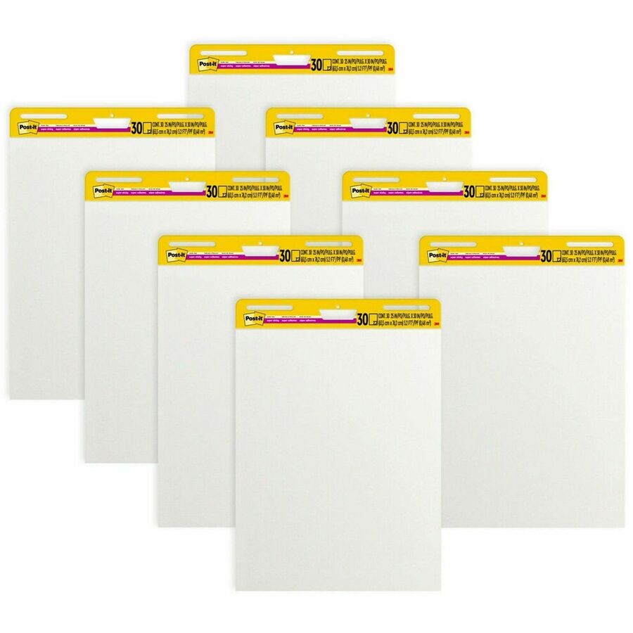Post-it®, Super Sticky Easel Pad - 25" x 30" Sheet Size - White Cover - 8 / Carton