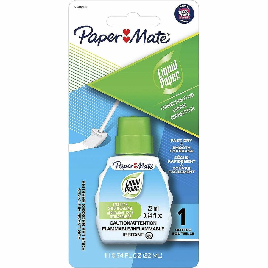 Paper Mate Liquid Paper Fast Dry Correction Fluid - 22 mL - Bright White - Fast-drying, Spill Resistant - 1 Pack