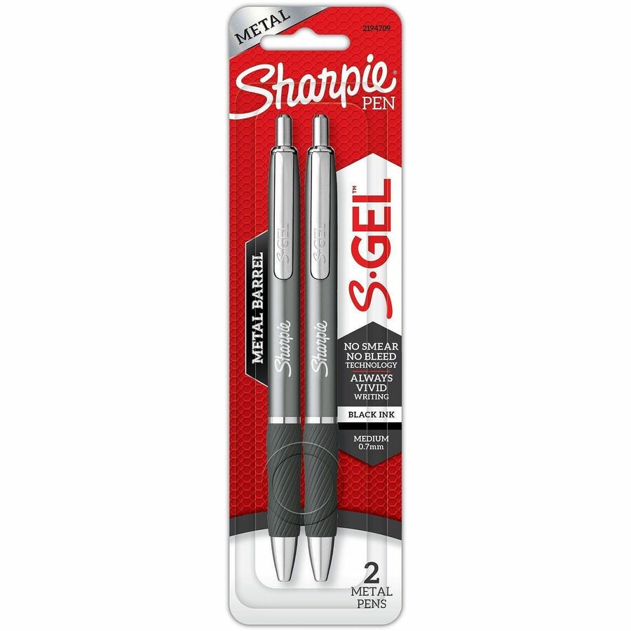 Sharpie S-Gel Pens - Black Ink - Gunmetal Barrel - 2 / Pack