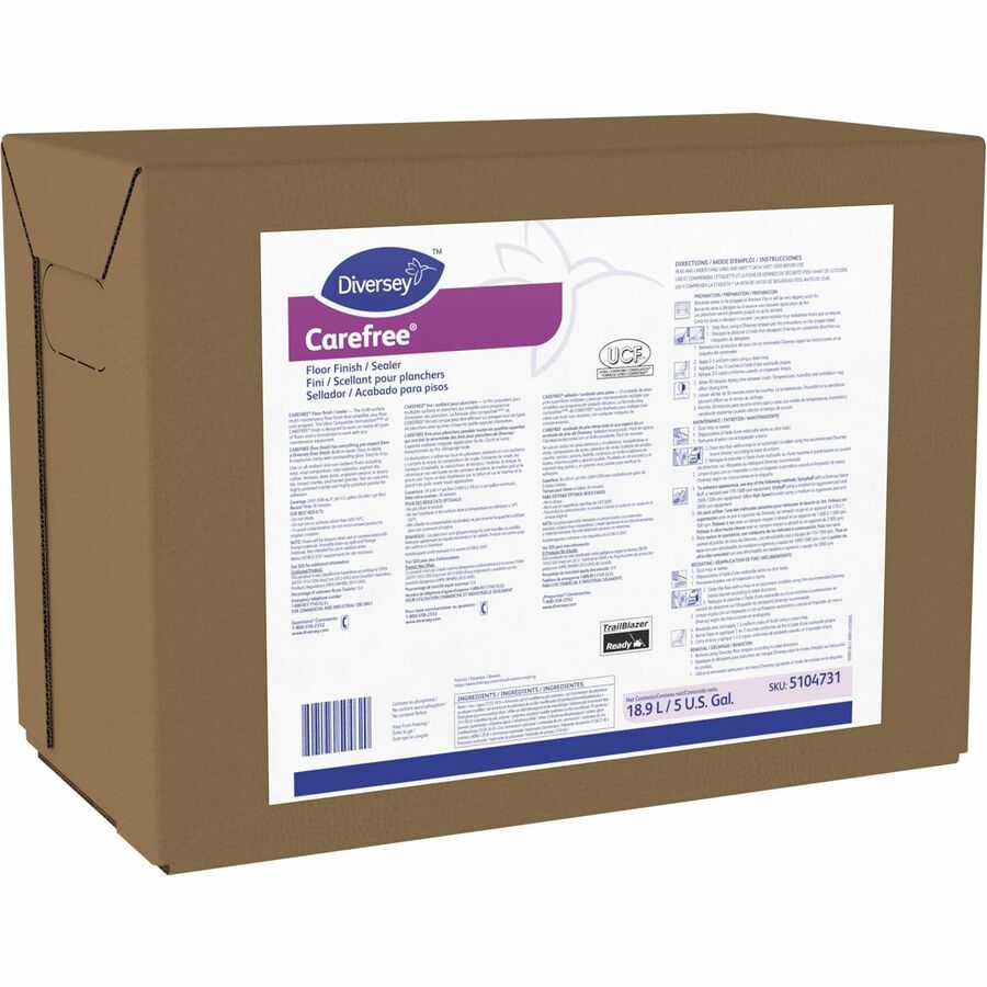 Diversey Carefree Floor Finish/Sealer - Ready-To-Use - 640 fl oz (20 quart) - 8.8 pH - Ammonia Scent - Versatile, Easy to Use, Durable, Slip Resistant - Off White - 1 Each