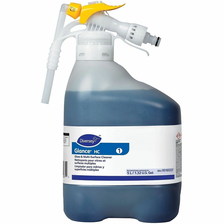 Diversey HC Glass & Multi-Surface Cleaner - Ready-To-Use/Concentrate - 166.4 fl oz (5.2 quart) - 10.5 to 12.5 pH - Ammonia Scent - Non-streaking, Quick Drying - Blue - 1 Carton