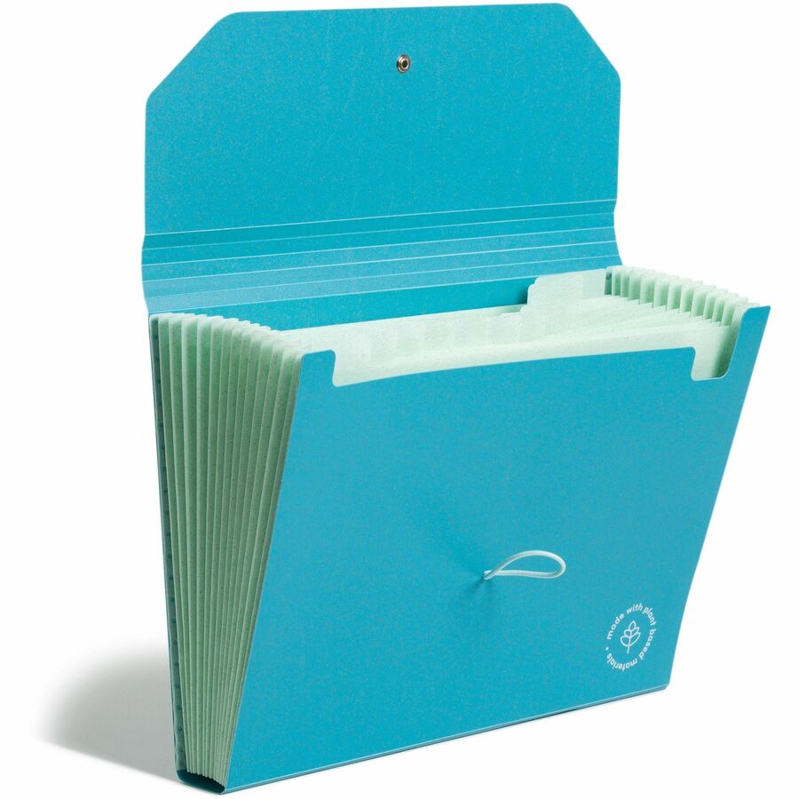 U Brands U-Eco Letter Expanding File - 8 1/2" x 11" - 13 Pocket - Poly - Blue - 0% Recycled - 1 Each