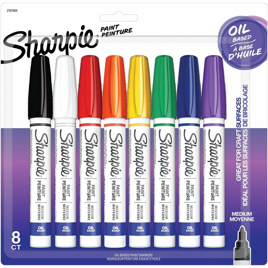 Sharpie Oil-Based Paint Markers - Assorted Ink - Oil Based - Metal Barrel - 8 / Pack