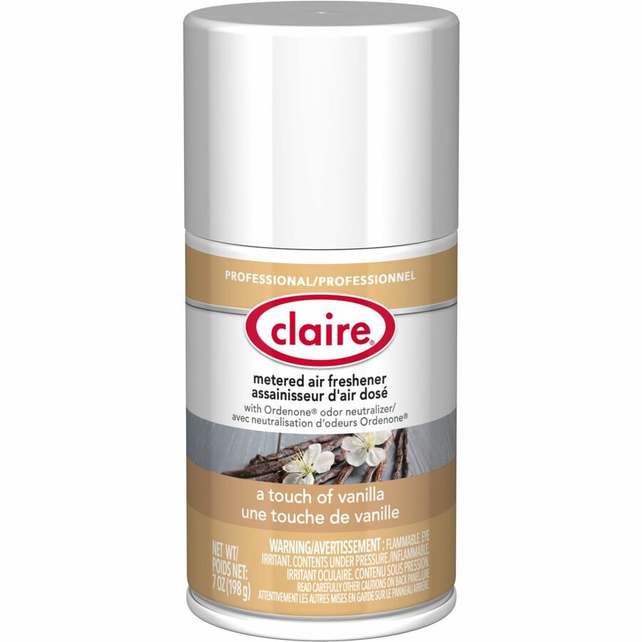 Claire Metered Air Freshener with Ordenone - Aerosol - 6000 ft� - 7 fl oz (0.2 quart) - Vanilla - 30 Day - Odor Neutralizer - 12 / Carton