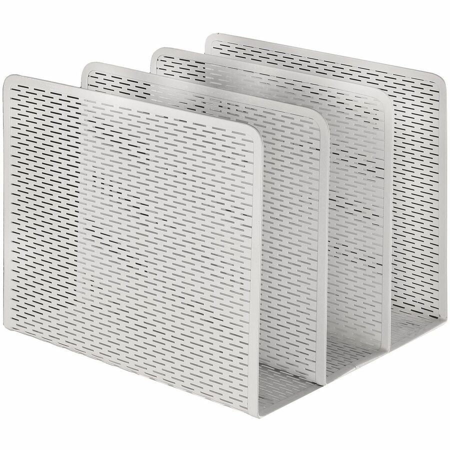 Artistic Urban Coll. Punched Metal File Sorter - 3 Compartment(s) - 7.25" Height x 8" Width x 8" Depth - Desktop - Wear Resistant, Scratch Resistant, Reinforced, Rounded Edge, Durable, Compact, Heavy Duty - Satin - White - Metal, Perforated Steel - 1 Each