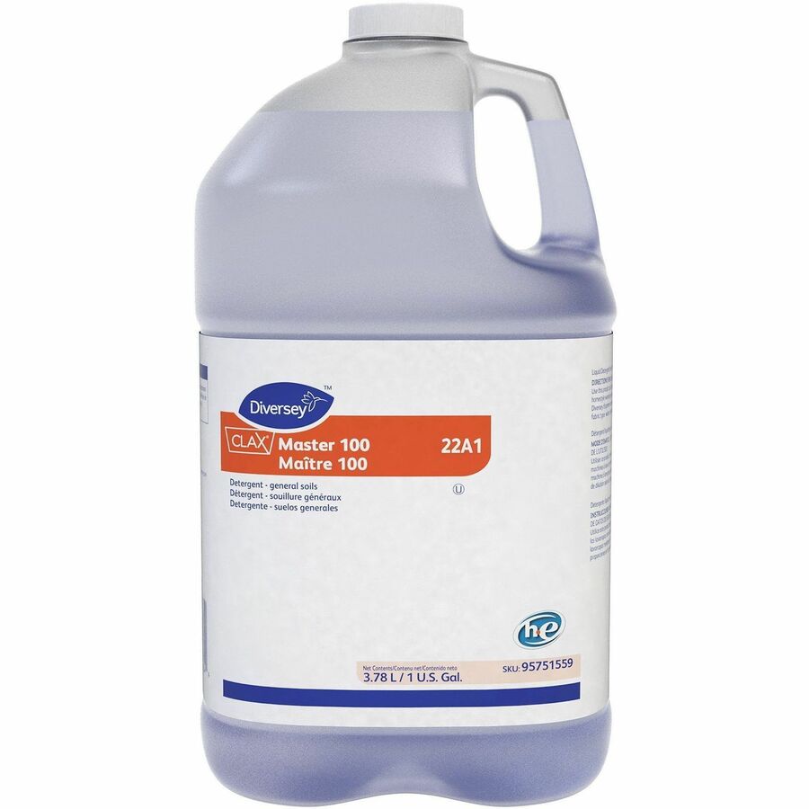 Diversey Clax Master 100 22A1 - For Fabric, Industry, Home - Concentrate - Liquid - 125.1 fl oz (3.9 quart) - 7 pH - Kosher, Odorless, Heavy Duty, Phosphate-free - Clear Blue - 1 Each