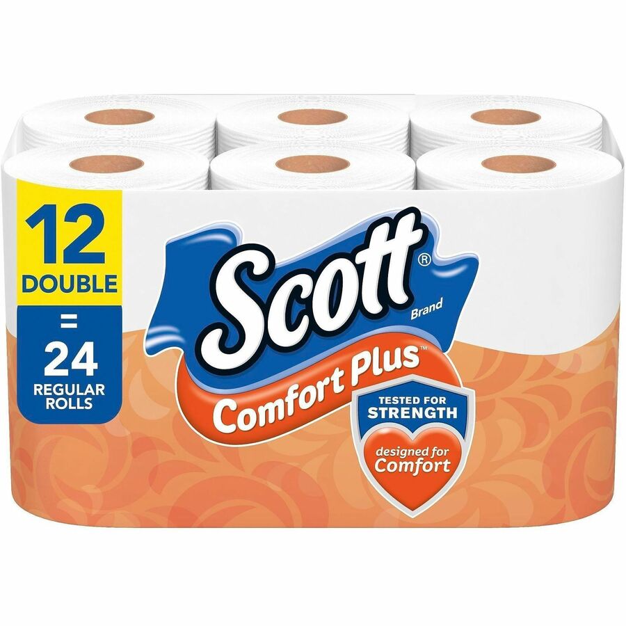 Scott ComfortPlus Toilet Paper - 1 Ply - 231 Sheets/Roll - White - PaperRollRoll - 4 / Carton