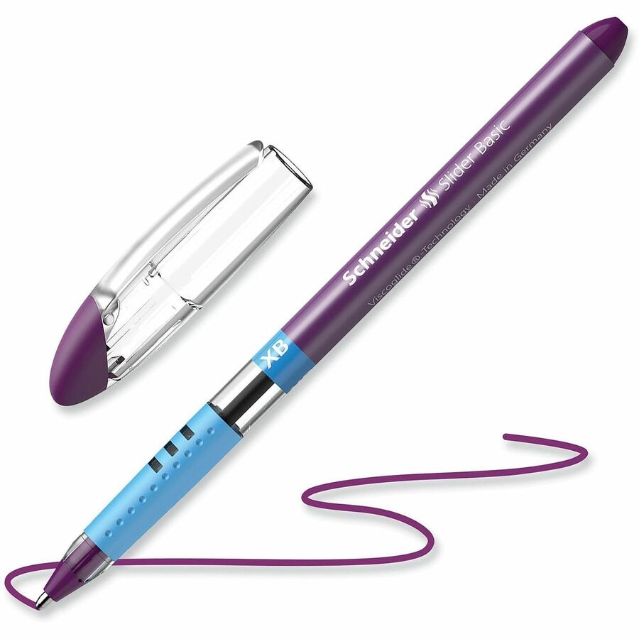 Rediform Slider Basic XB Ballpoint Pen - Violet Ink - Transparent Barrel - Stainless Steel Tip - Document, Writing - 10 / Box