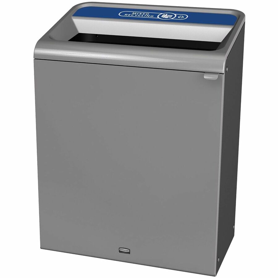 Rubbermaid Commercial Configure 1 Stream Gray Container - Open Top - 45 gal Capacity - For Commercial, Indoor, Outdoor - Contoured Edge, Ergonomic Handle, Hinged Door, Venting Channel, Damage Resistant, Recyclable - 38" Height x 19.5" Width x 29.1" Dep...