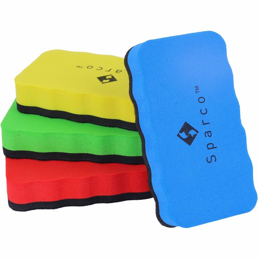 Sparco Magnetic Whiteboard Erasers - Magnetic - Assorted - EVA Foam - 12 / Box