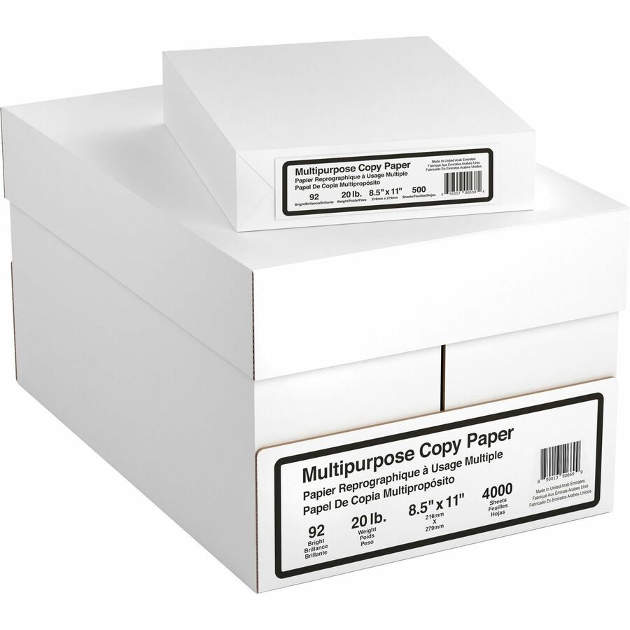 DSE 8 Ream Multipurpose Copy Paper - 4000 Sheets - 92 Brightness - Letter - 8 1/2" x 11" - 20 lb Basis Weight - White - 500 Sheets per Ream - 8 / Carton