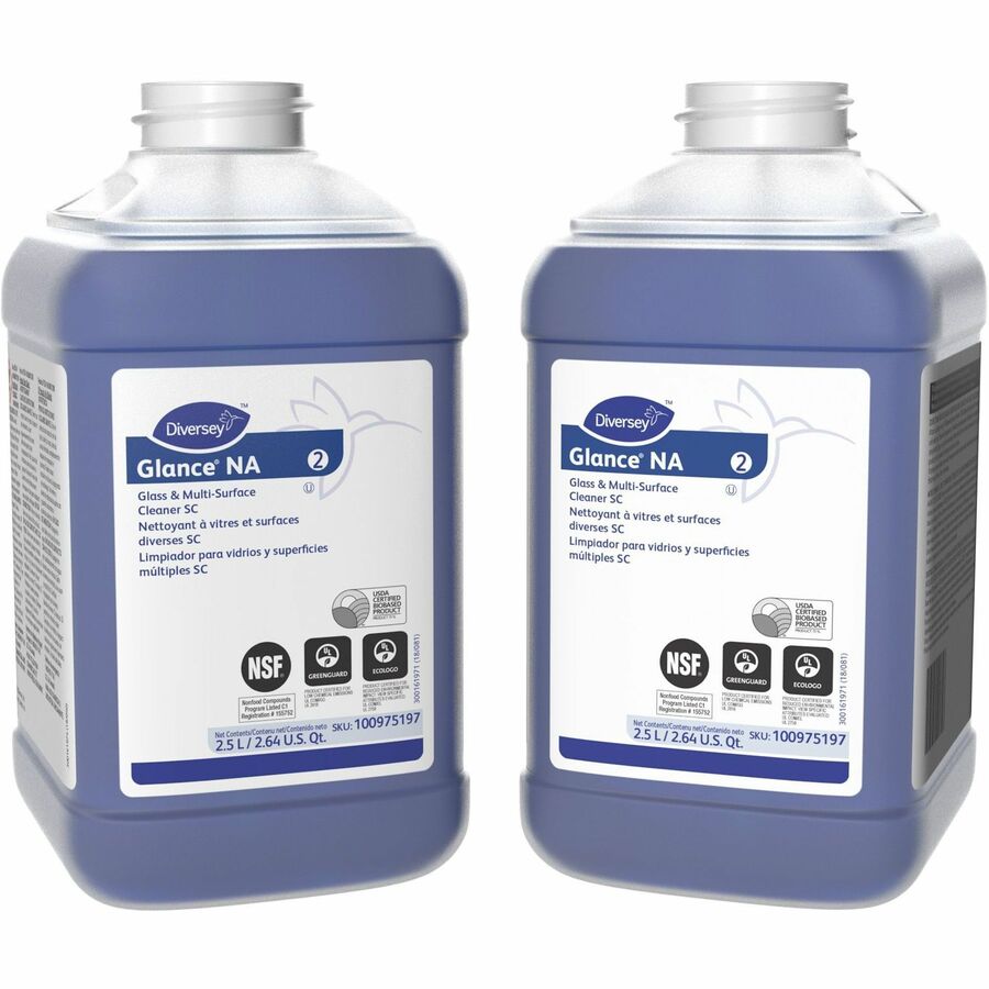 Diversey Glass/Multi-Purpose Cleaner - For Multipurpose, Multi Surface - Concentrate - Liquid - 84.5 fl oz (2.6 quart) - Non Ammoniated, Streak-free, Quick Drying, Non-smearing, Fragrance-free, Dilutable, Odorless, Kosher - Blue - 2 / Carton