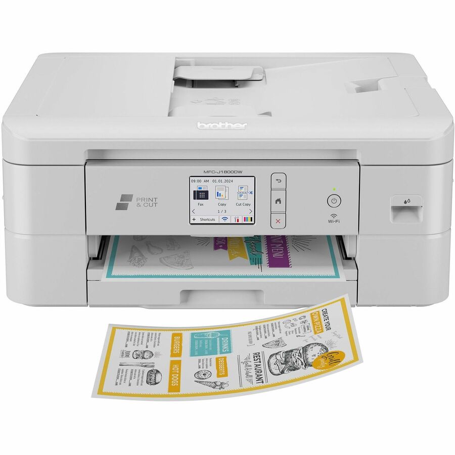 Brother MFC-J1800DW Wireless Inkjet Multifunction Printer - Color - Copier/Fax/Printer/Scanner - 6000 x 1200 dpi Print - Automatic Duplex Print - Color Flatbed Scanner - 1200 x 600 dpi Optical Scan - Wireless LAN - Wi-Fi Direct, Brother Mobile Connect...