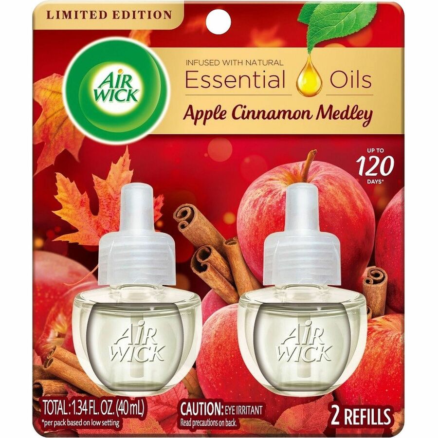Air Wick Apple Scented Oil - Oil - 0.6 fl oz (0 quart) - Apple Cinnamon Medley - 60 Day - Long Lasting - 2 / Pack
