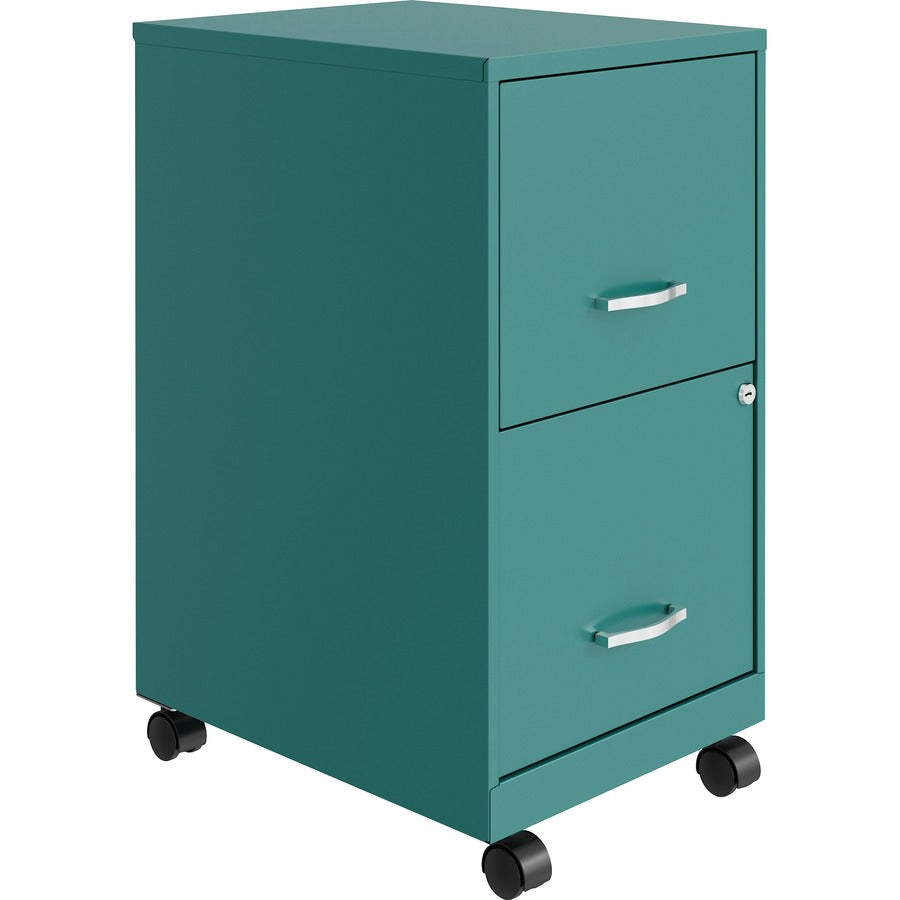 NuSparc Mobile File Cabinet - 14.2" Width x 18" Depth x 26.5" Height for File - Letter - Mobility, Locking Drawer, Glide Suspension, 3/4 Drawer Extension, Cam Lock, Nonporous Surface - Teal - Painted Steel, Steel - Recycled