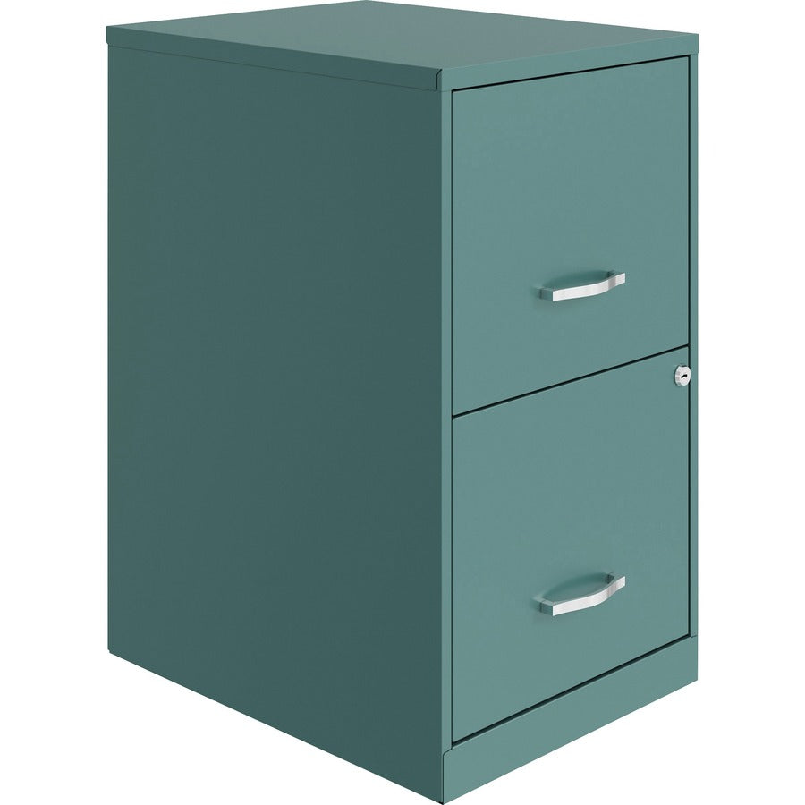 NuSparc File Cabinet - 14.2" Width x 18" Depth x 24.5" Height - 2 x Drawer(s) for File - Letter - Vertical - Locking Drawer, Glide Suspension, Nonporous Surface - Teal - Baked Enamel - Steel - Recycled