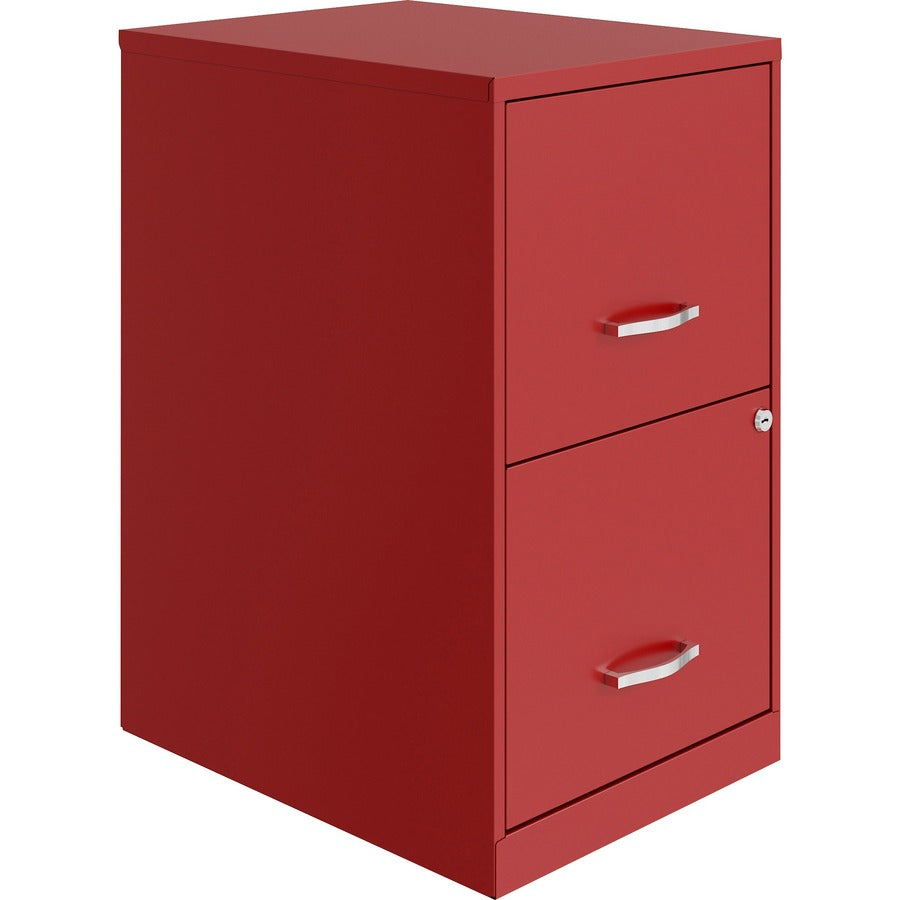 NuSparc File Cabinet - 14.2" Width x 18" Depth x 24.5" Height - 2 x Drawer(s) for File - Letter - Vertical - Locking Drawer, Glide Suspension, Nonporous Surface - Red - Baked Enamel - Steel - Recycled