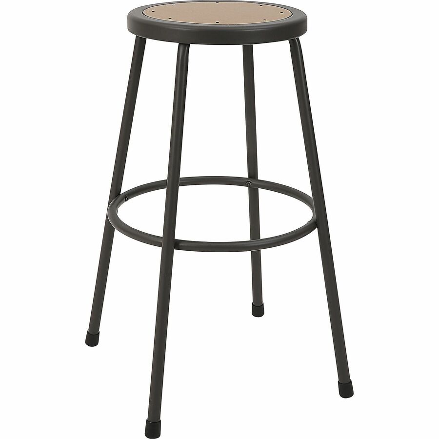 Lorell Metal Shop Stool - Wood, Medium Density Fiber (MDF) Seat Material - Light Gray - Metal - 1 Each