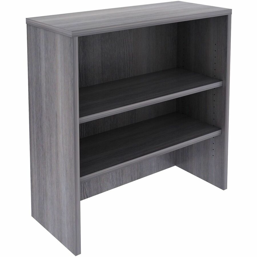 Lorell Essentials 2-shelf Stack-on Bookcase - 36" Height x 36" Width x 15" Depth - 2 Shelve(s) - Material: Laminate, Metal - Finish: Weathered Charcoal - Stackable, Cam Lock - For Book, Binder, Display - 1 Each