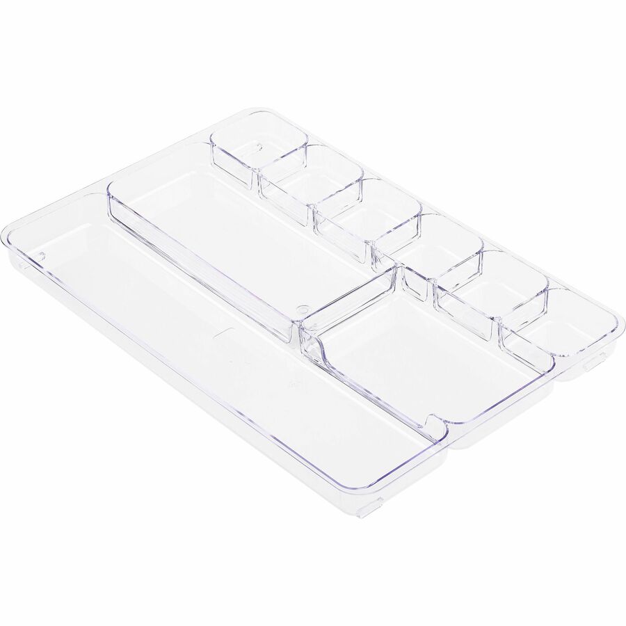 Lorell Drawer Tray Organizer - 9 Compartment(s) - 1.18" Height x 9.13" Width x 13.98" Length - Clear - Plastic - 1 Each