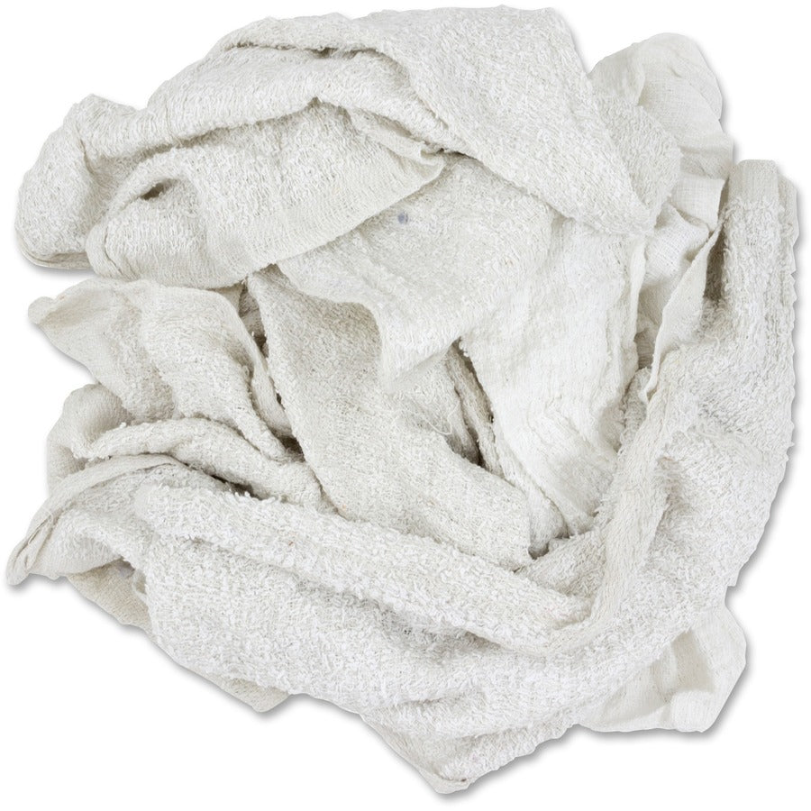 TASKBrand 25 lb. Economy Terry Rags - For Kitchen, Janitorial, General Purpose - Towel - White - 1 Carton