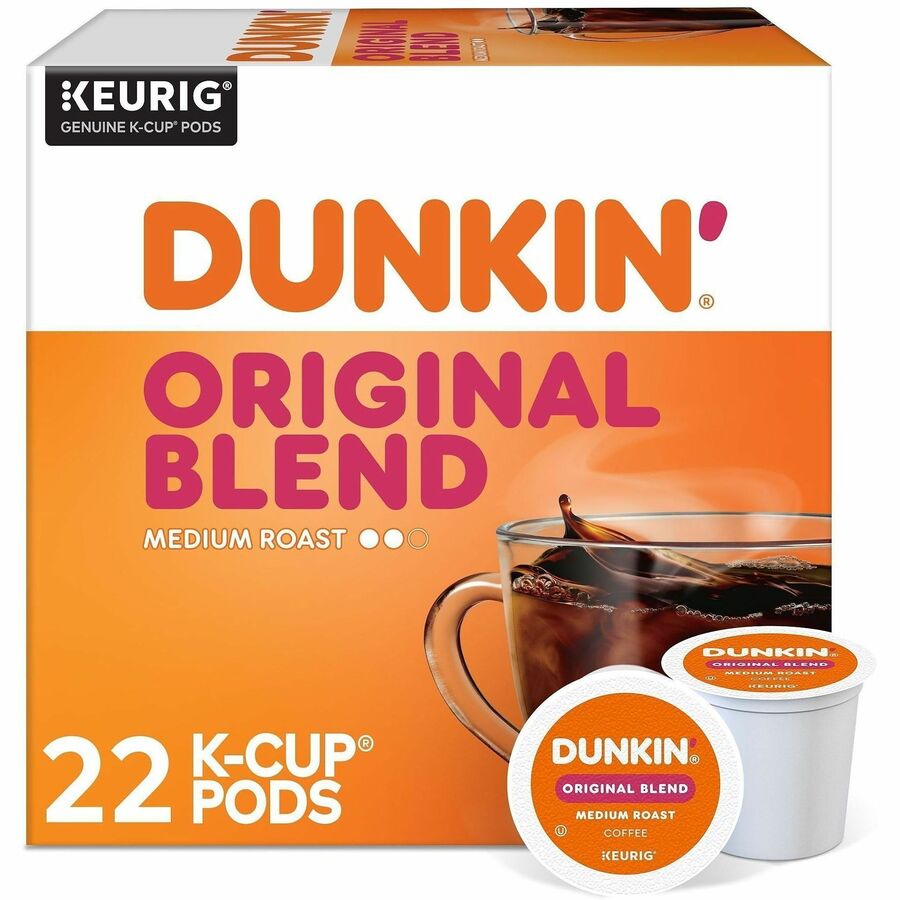 Dunkin'®, K-Cup Original Blend Coffee - Compatible with Keurig Brewer - Medium - K-Cup - Original - Kosher - 22 / Box