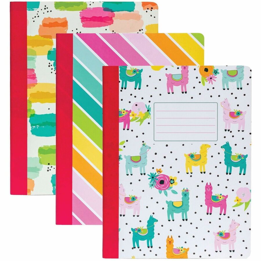 Pukka Pads 3 Pack Composition Books - 140 Pages - Printed - Stitched - College Ruled Front Ruling - 80 g/m², Grammage - 9 3/4" x 7 1/2" Sheet Size - Assorted Cover - 3 / Pack