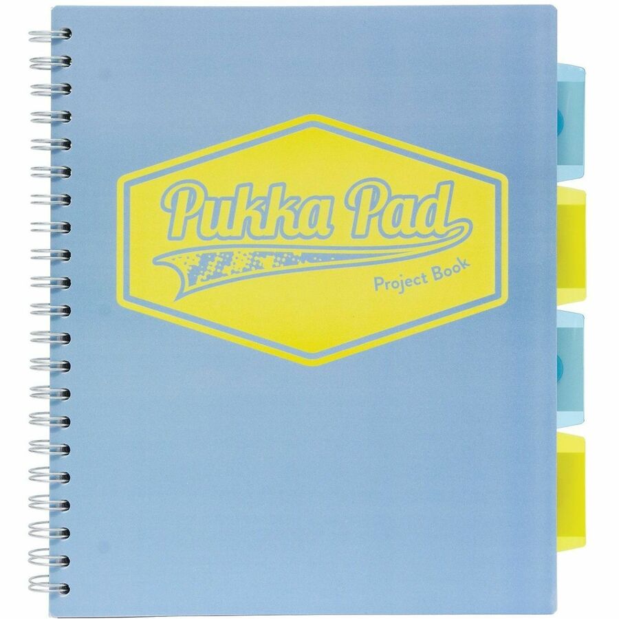 Pukka Pads Project Book US Letter size - 100 Sheets - 200 Pages - Printed - Spiral - Both Side Ruling Surface - Ruled Front Ruling - 0.31" Ruled - 3 Hole(s) - 80 g/m², Grammage - Letter - 8 1/2" x 11" Sheet Size - Teal Polypropylene, Pink, Blue Cov...