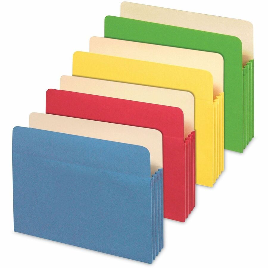 Universal Straight Tab Cut Letter Expanding File - 8 1/2" x 11" - Capacity3 1/2" Expansion - 1 Pocket - Top Tab Position - Assorted - 30% Recycled - 5 / Pack