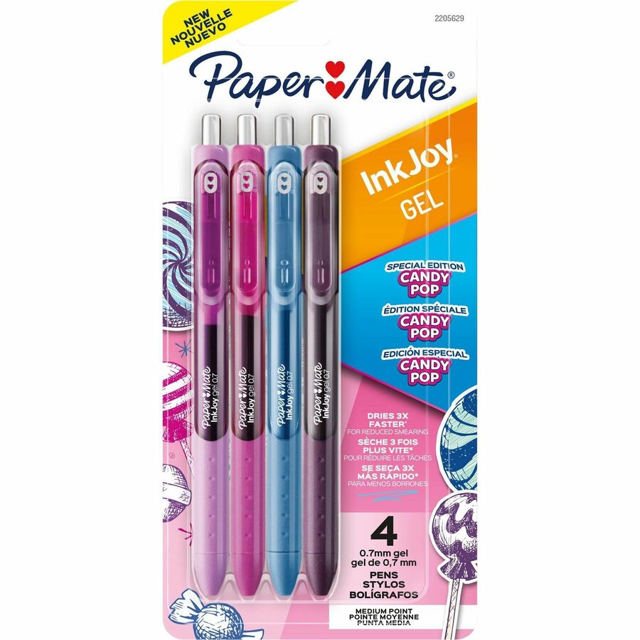 Paper Mate InkJoy Gel Pens - Retractable - Assorted Ink - Gel-based - 4 / Pack