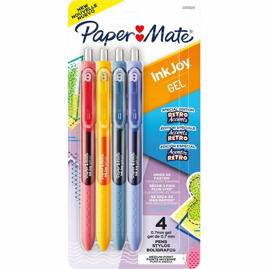 Paper Mate InkJoy Gel Pens - Retractable - Assorted Ink - Gel-based - 4 / Pack