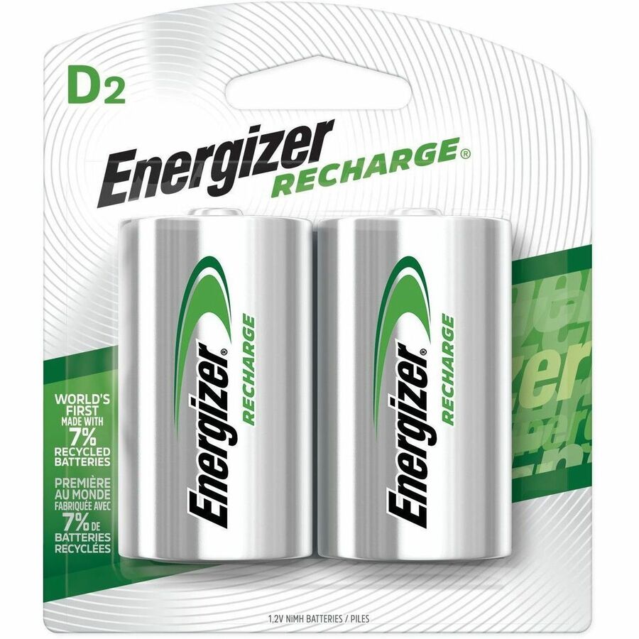 Energizer Recharge Universal Rechargeable D Batteries - For Multipurpose - Battery Rechargeable - D - 2500 mAh - 1 Year Shelf Life - 2 / Pack