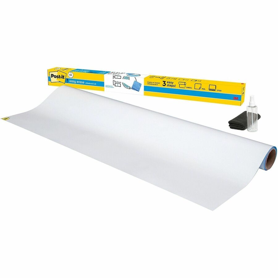 Post-it®, Easy Erase Whiteboard Roll, 4'x3' - White Surface - White Sheet Color - Rectangle - 4" Length x 3" Width - Flexible, Stain Resistant, Easy Peel, Self-stick, Removable, Wipeable, Stain Proof - 1 Each