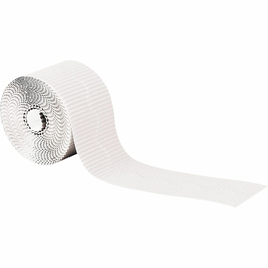 Pacon®, Bordette Decorative Borders - Skill Learning: Decoration - Pre-scalloped Shape - Fade Resistant, Sturdy, Recyclable, Corrugated - 2.25" Width x 600" Length - White - 1 Roll