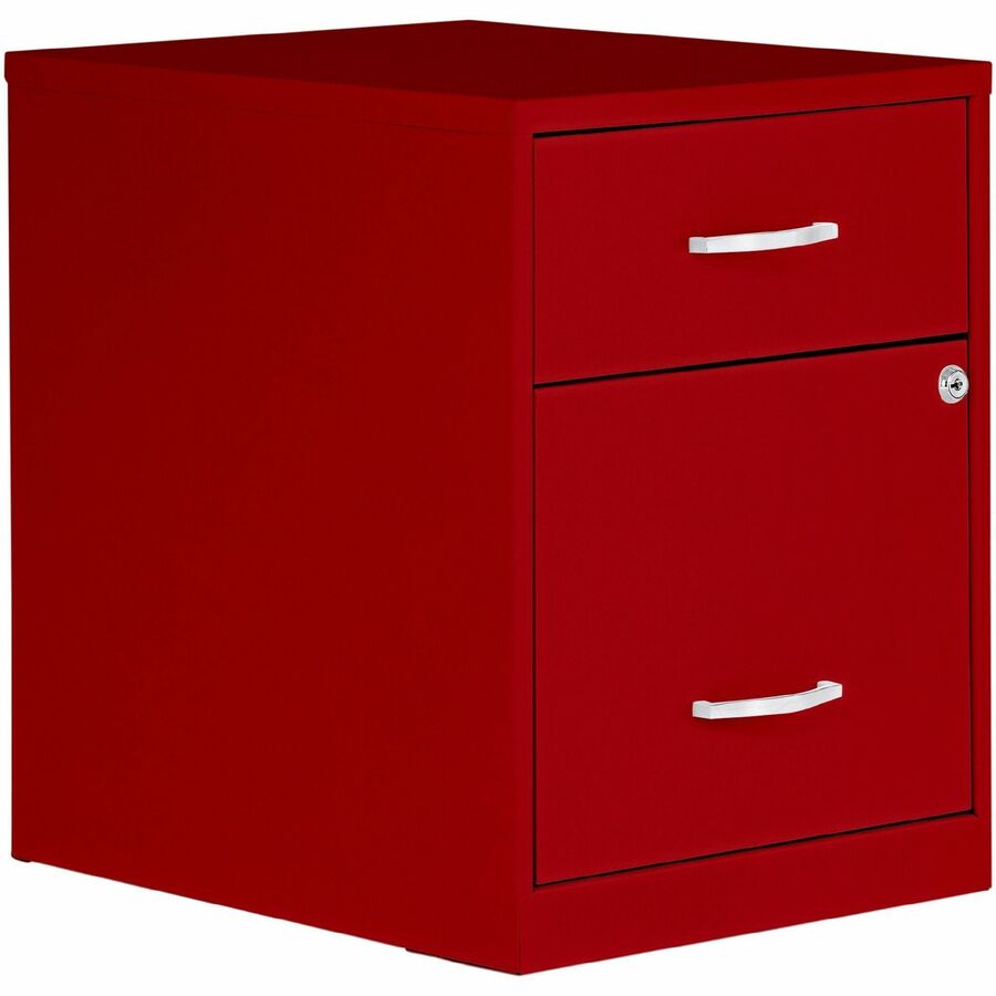 NuSparc File Cabinet - 14.2" Width x 18" Depth x 19" Height - 2 x Drawer(s) for File, Box - Letter - Vertical - Locking Drawer, Glide Suspension - Red - Baked Enamel - Steel - Recycled