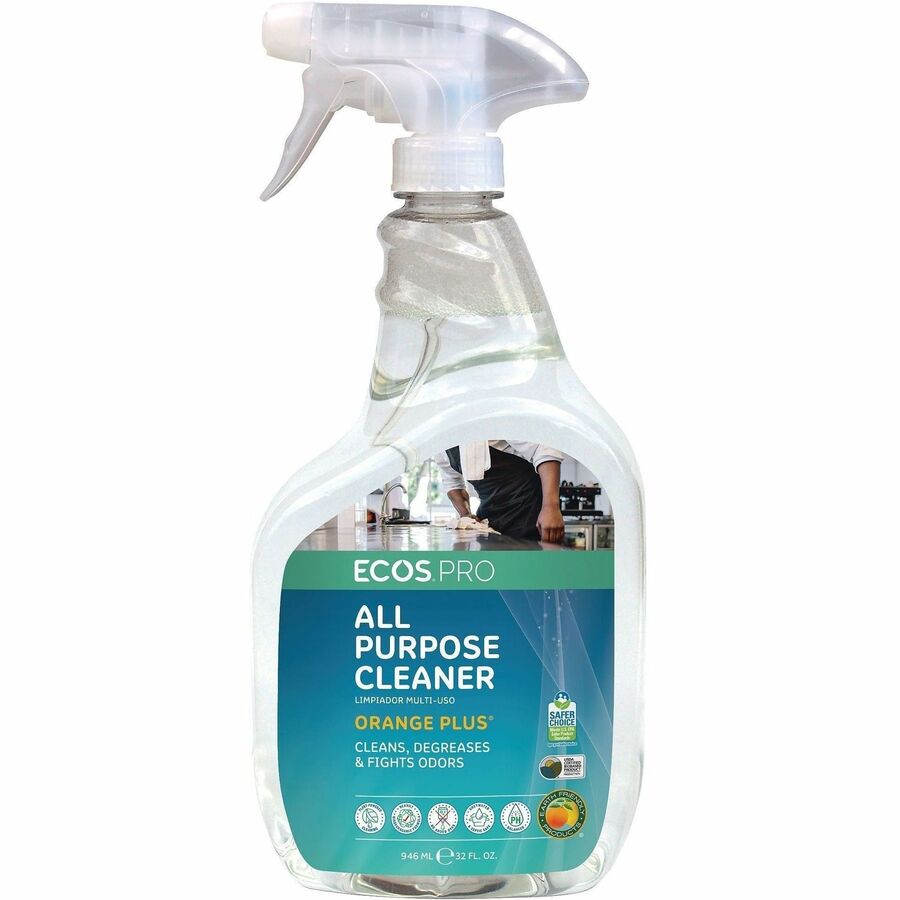 ECOS®, PRO Orange Plus All-Purpose Cleaner & Degreaser - For Multipurpose - Ready-To-Use - Spray - 32 fl oz (1 quart) - Citrus Scent - Recommended For: Dirt Remover, Grease Remover, Grime Remover, Scum Remover, Adhesive Remover, Residue Remover - Dy...