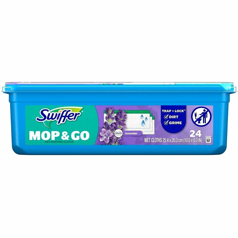 Swiffer Sweeper Wet Mop Cloths - Lavender Scent - 8" Width x 10" Length - Textured - Blue - 24 / Pack