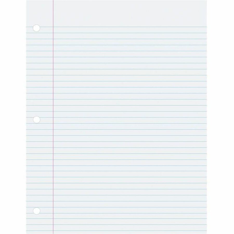 Pacon College-Ruled Filler Paper - 500 Sheets - Ruled Red Margin - 3 Hole(s) - 8 1/2" x 11" Sheet Size - White Paper - Smooth, Hole-punched, Recyclable - 1 Pack