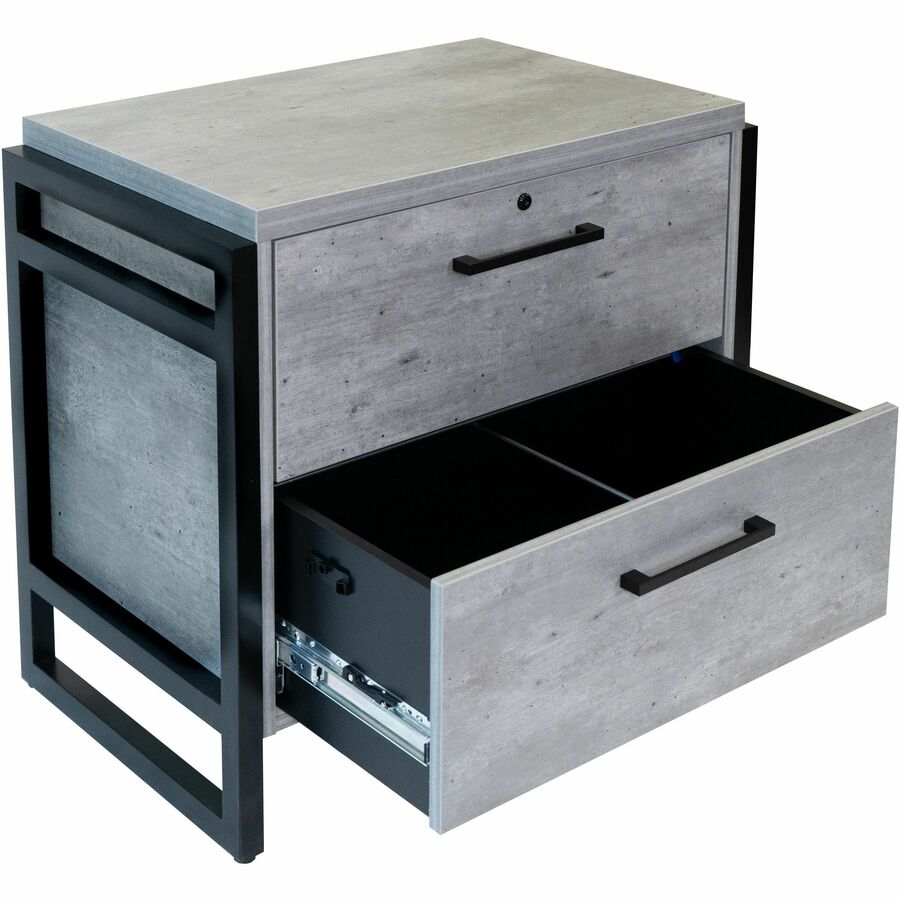 Martin Mason Concrete Laminate Unit - 31" Height x 34" Width x 21" Depth - Total Drawer(s): 2 - Material: Thermofused Laminate (TFL) - Finish: Concrete, Stone - Durable, Long Lasting, Lockable Drawer - For Storage, Document - 1 Each